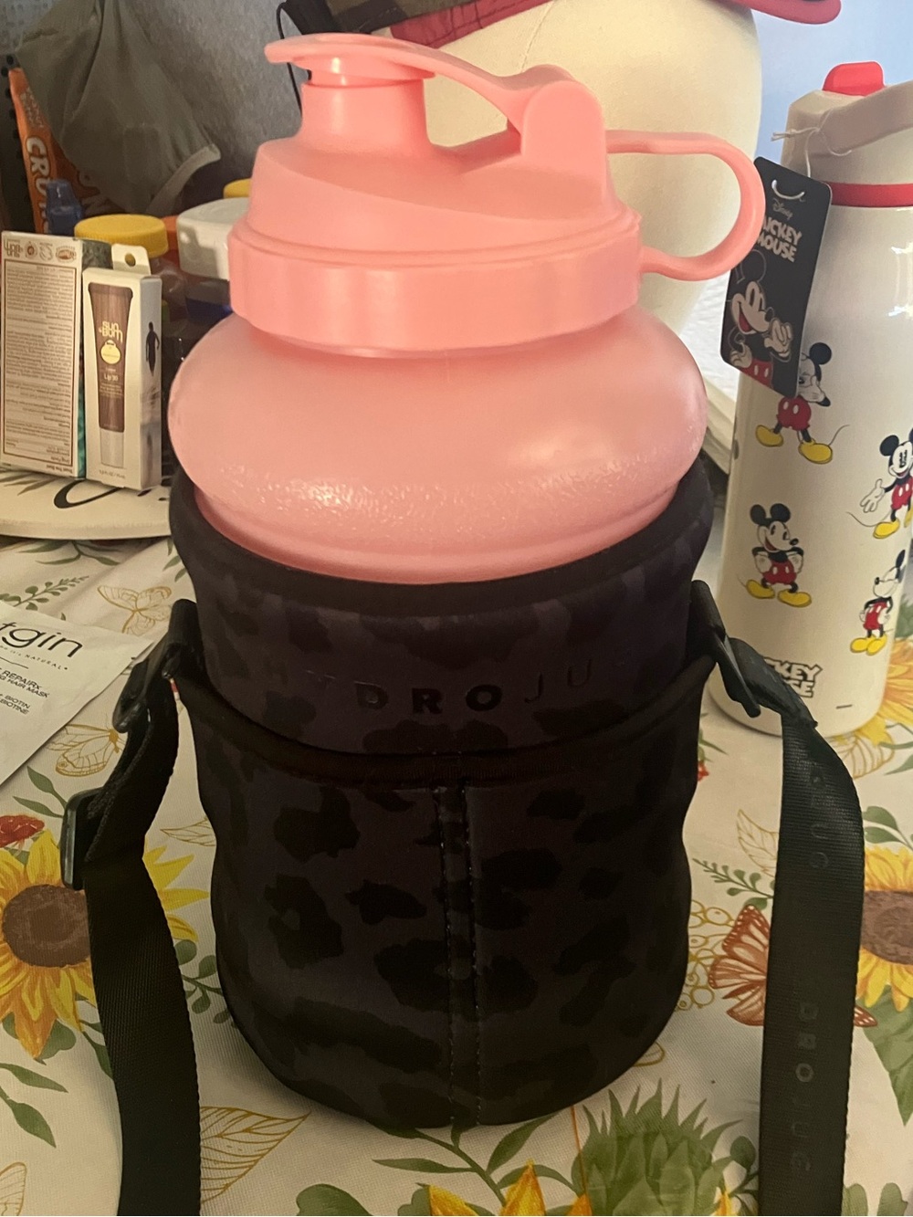 HydroJug Pink and Black Insulated Water Jug with Carry Sleeve
